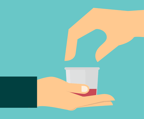 Red liquid methadone dispensing cup